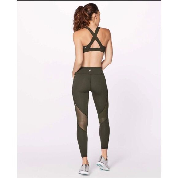 Lululemon Miles Ahead Tight 28" Inseam Mesh Inset Dark Olive Size 2 - Picture 4 of 11